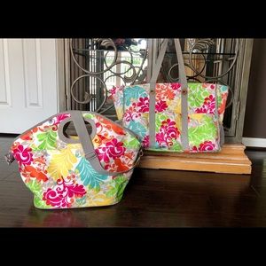 Thirty-One zip top tote with matching cooler.